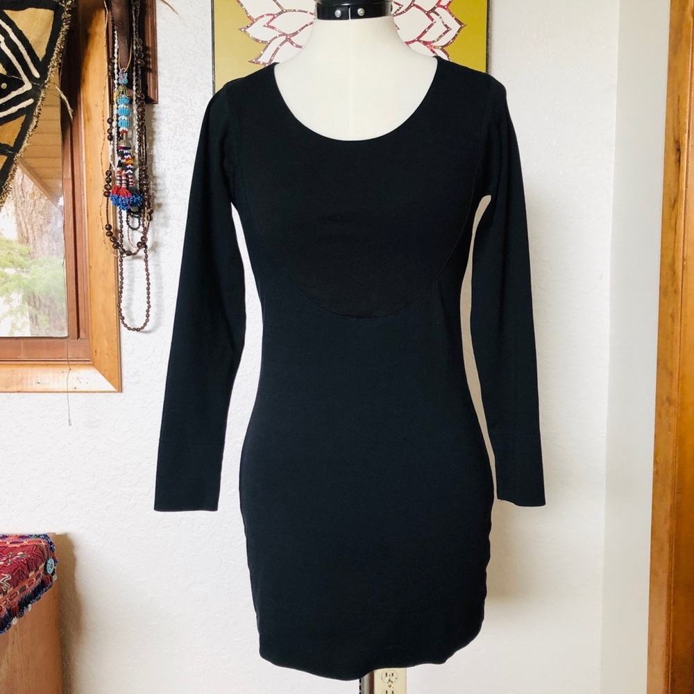 Ethos Paris Yoke Tunic Minidress in Black Medium